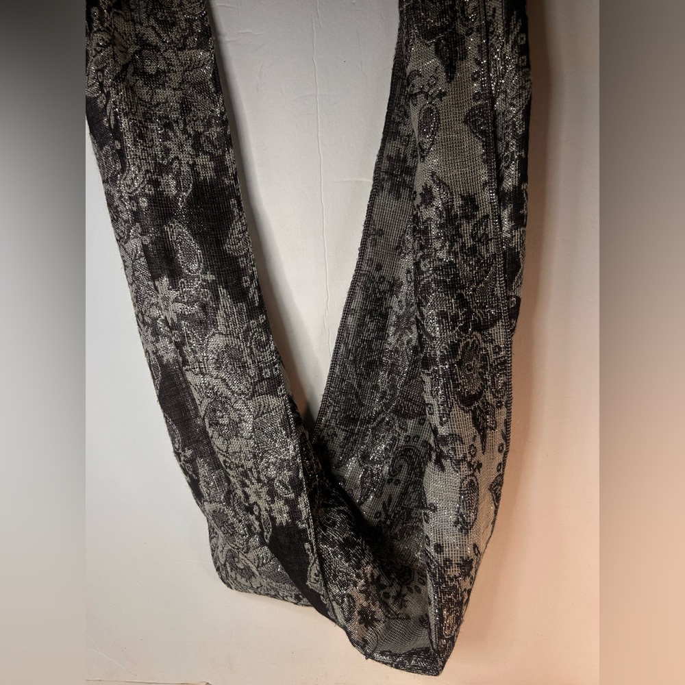 Infinity Scarf, Black and silver, sheer.